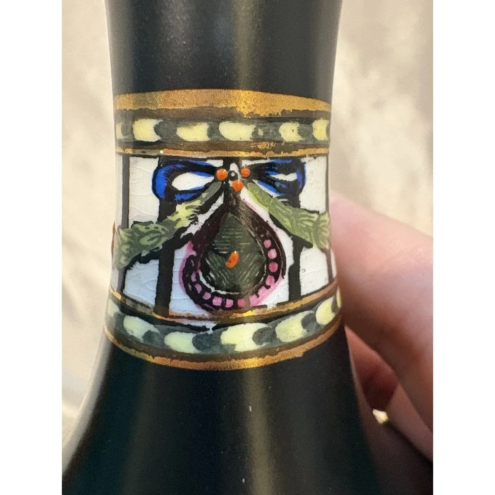 Antique Rare Fenton Ceramic Bud Vase Made England Hand Painted